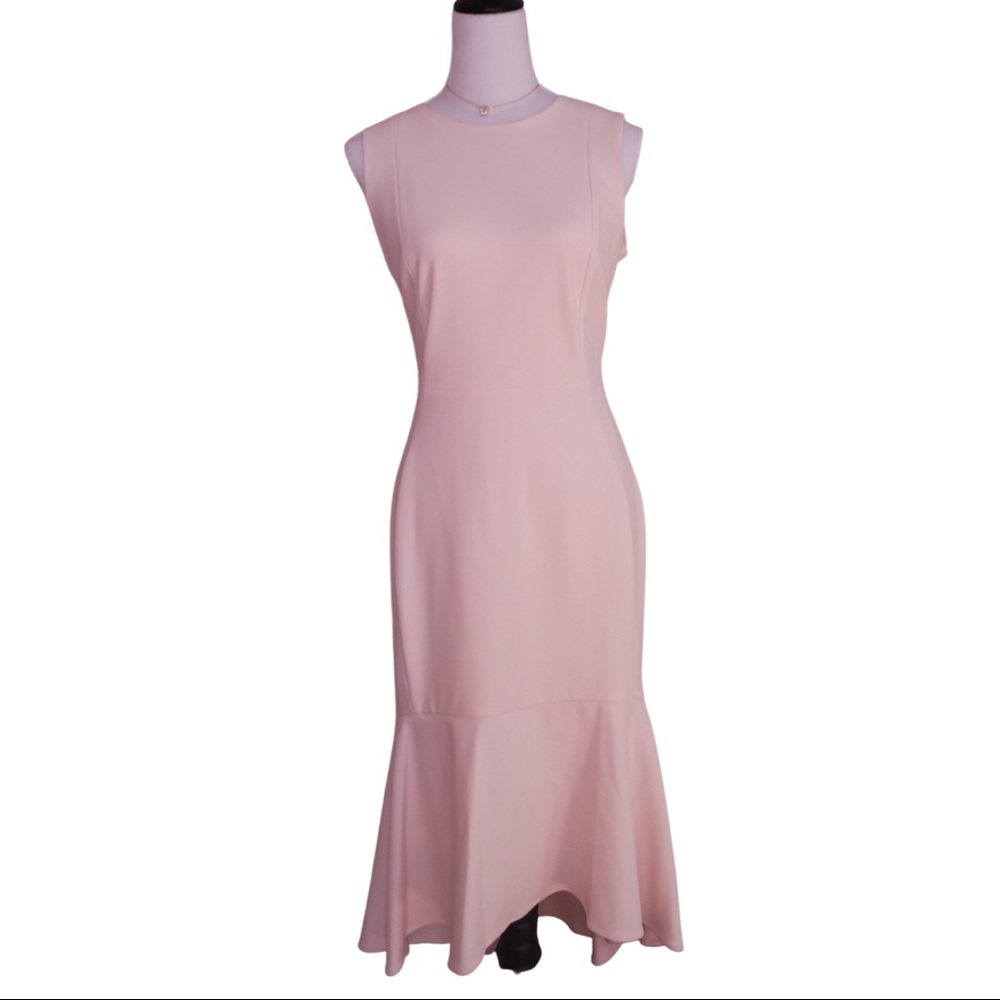 Calvin Klein Pink Sleeveless Mermaid High Low Fitted Dress